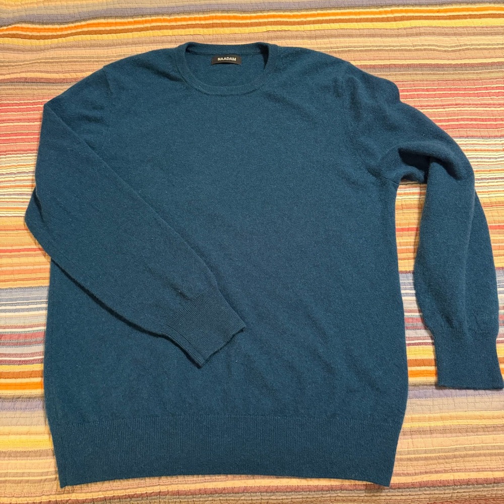 NAADAM Teal Blue Crew Neck Long Sleeve 100% Cashmere Sweater Men's XL